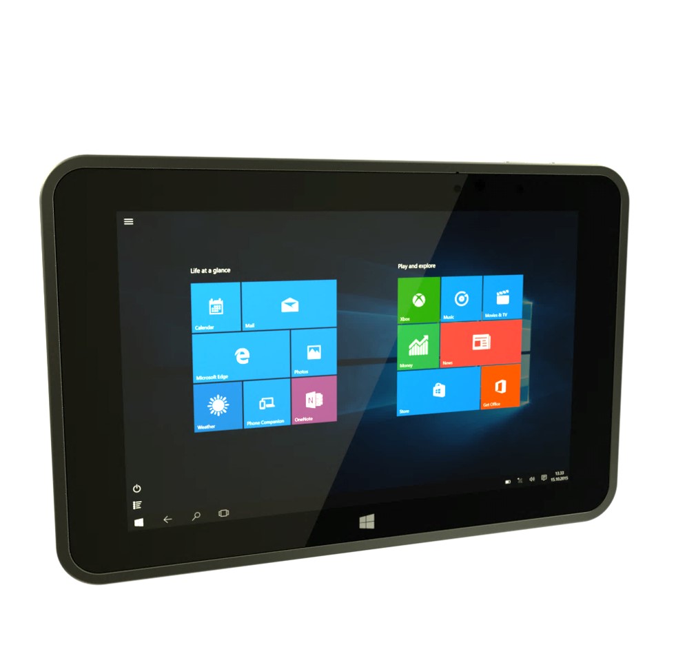 Black NCR 7779 tablet displaying Windows 10