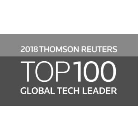 Award logo, 2018-Thomson Reuters Top100 Global Tech Leader, awarded to NCR